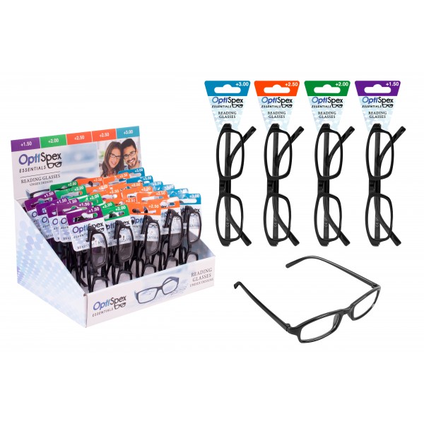 READING GLASSES MIXED STRENGTH 4 ASSORTED COLOURS