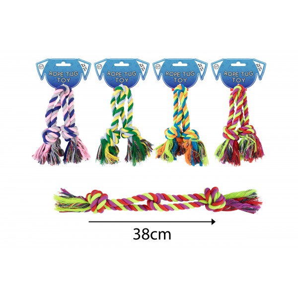 World of pets Double Tug Dog Toy 4 Assorted Colours