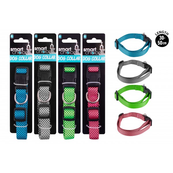 DOG COLLAR 2X30-50CM 4 ASSORTED COLOURS