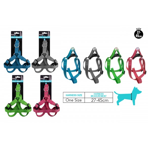 DOG HARNESS 2X27CM ASSORTED COLOURS