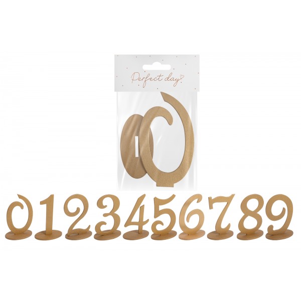 GOLD WOODEN TABLE NUMBERS 0-9