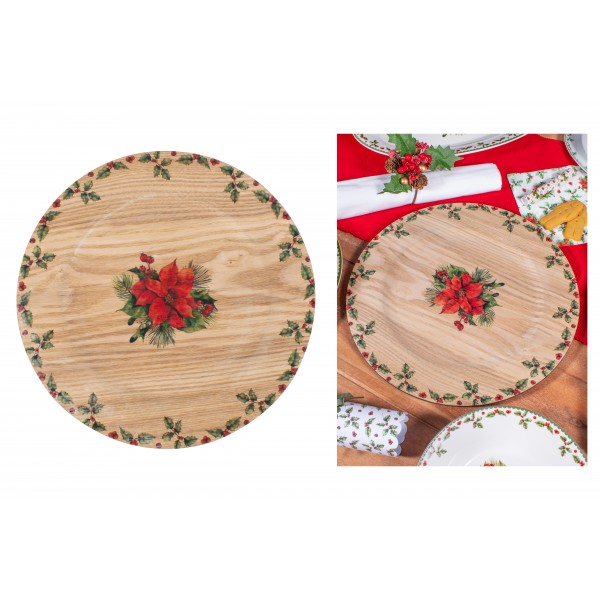CHRISTMAS HOLLY CHARGER PLATE 