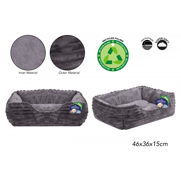 RIBBED PET BED SMALL 46X36X15CM GREY