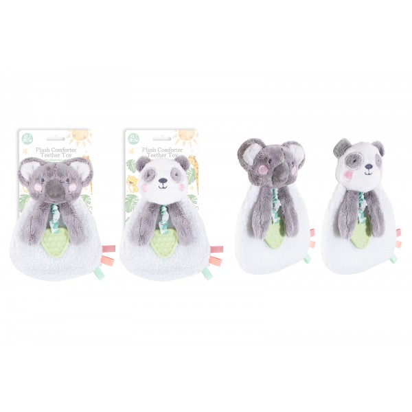 PLUSH COMFORTER TEETHER TOY 2 ASSORTED DESIGNS