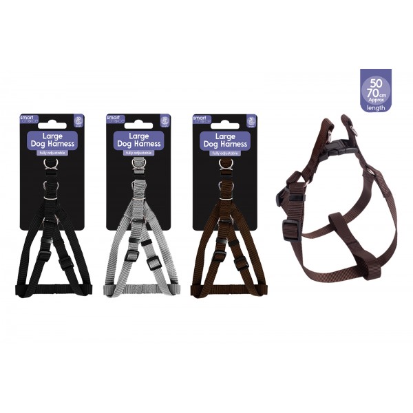 DOG HARNESS LARGE 50-70CM 3 ASSORTED COLOURS