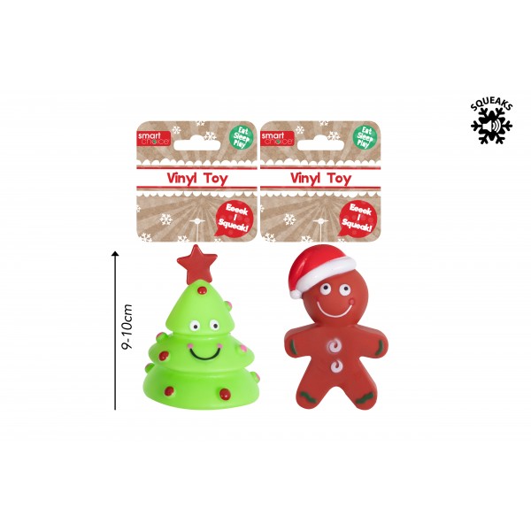 SQUEAKY GINGERBREAD & TREE VINYL DOG TOY