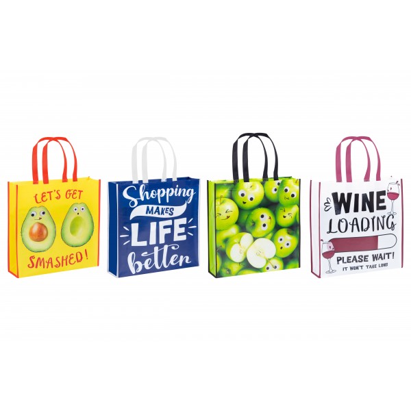 SHOPPING TOTE BAG 38X38X10CM 3 ASSORTED DESIGNS