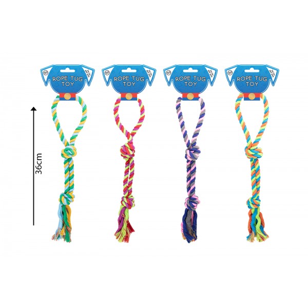 COTTON DOUBLE KNOT TUG TOY (4/col)