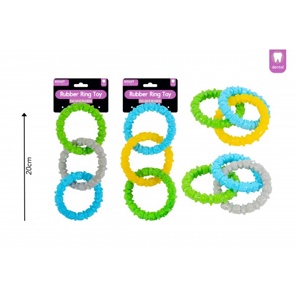 RUBBER RING DOG TOY 2 ASSORTED COLOURS