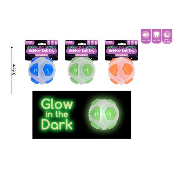 Smart Choice Glow In The Dark Ball Dog Toy 3 Colours