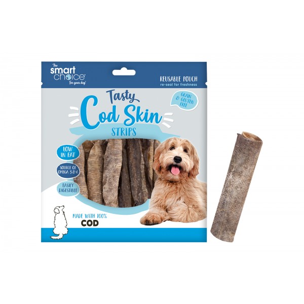 Smart Choice Cod Skin Strips Dog Treat 12 Pack 95g
