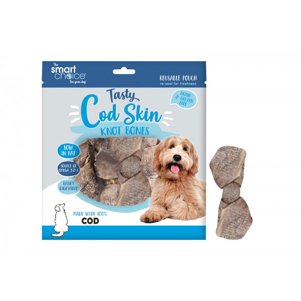 Smart Choice Large Cod Skin Bone Dog Treat 4 Pack 90g