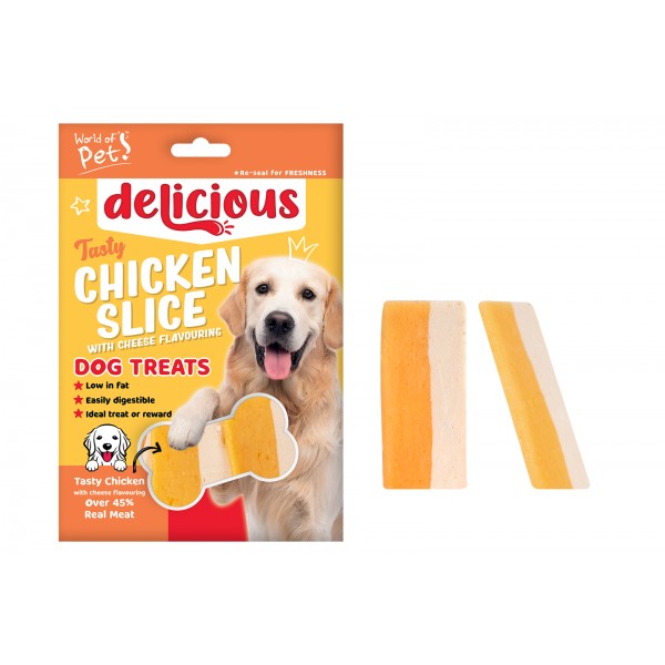 World of pets Chicken & Cheese Slice Dog Treat 8pk