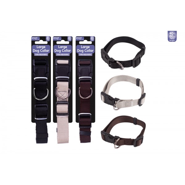 DOG COLLAR LARGE 40-60CM 3 ASSORTED COLOURS