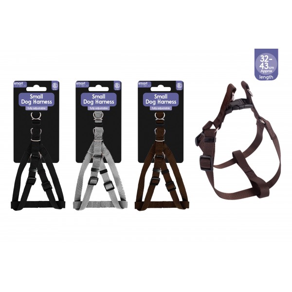DOG HARNESS SMALL 32-43CM 3 ASSORTED COLOURS