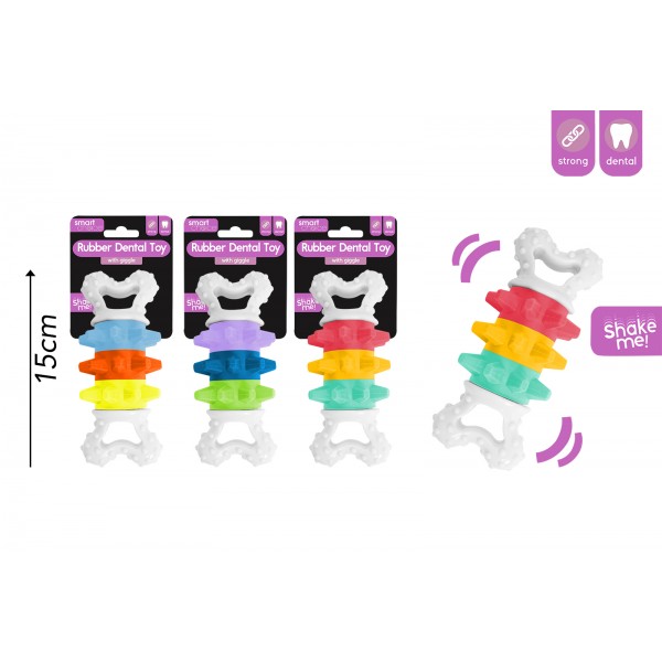 DENTAL DOG TOY WITH GIGGLE NOISE 3 ASSORTED COLOUR