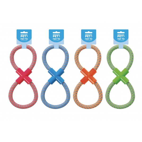 FIGURE 8 ROPE DOG TOY 4 ASSORTED COLOURS