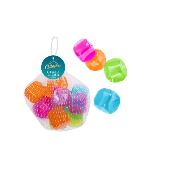 REUSABLE ICE CUBES 15 PACK 4 ASSORTED COLOURS