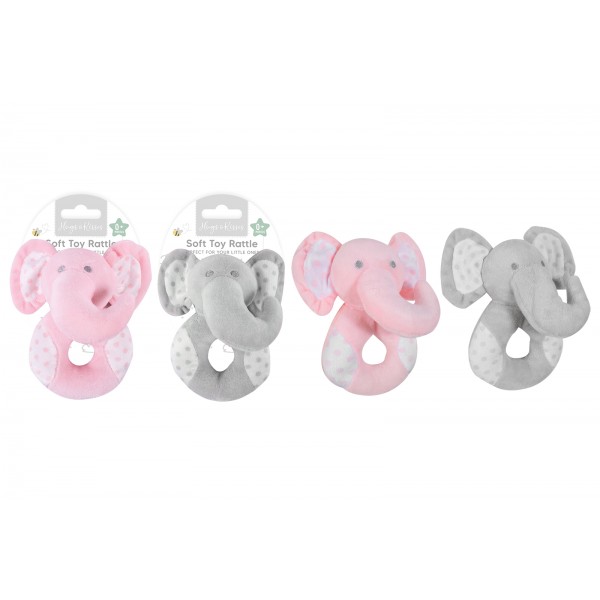 PLUSH BABY RATTLE 4 ASSORTED DESIGNS