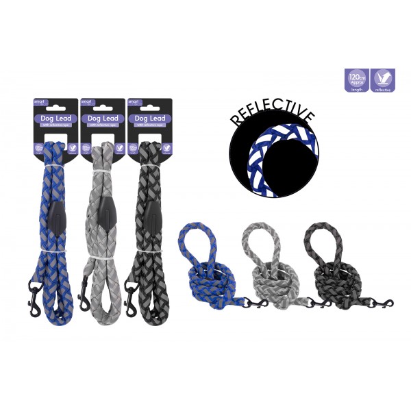 STRONG REFLECTIVE ROPE DOG LEAD 1.2M 