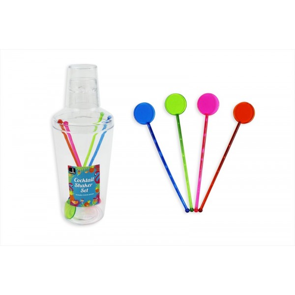 Cocktail Shaker Set with 4 Stirrers 600ml AM3061