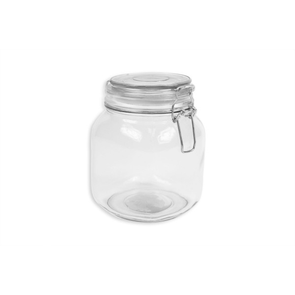 Square Glass Storage Jar with Clip Top Lid 1L AM7989