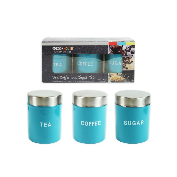 Canister Set 3 Blue Lacquer Finish 9CM AM2604