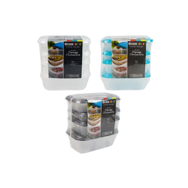 Set of 6 Food Storage Boxes with Coloured Lids AM6300
