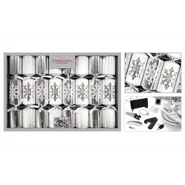Eight Pack Premium Silver Snowflake Crackers 13.5" XM4839