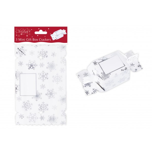 Three Mini Gift Box Crackers Silver 
