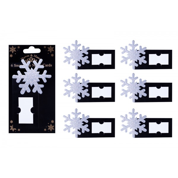SILVER GLITTER SNOWFLAKE NAME CARDS
