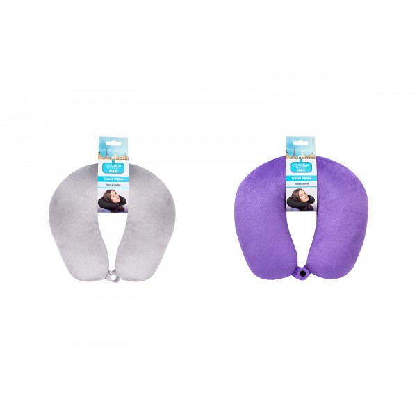 Travel Pillow with Velour Finish Two Assorted FN2039