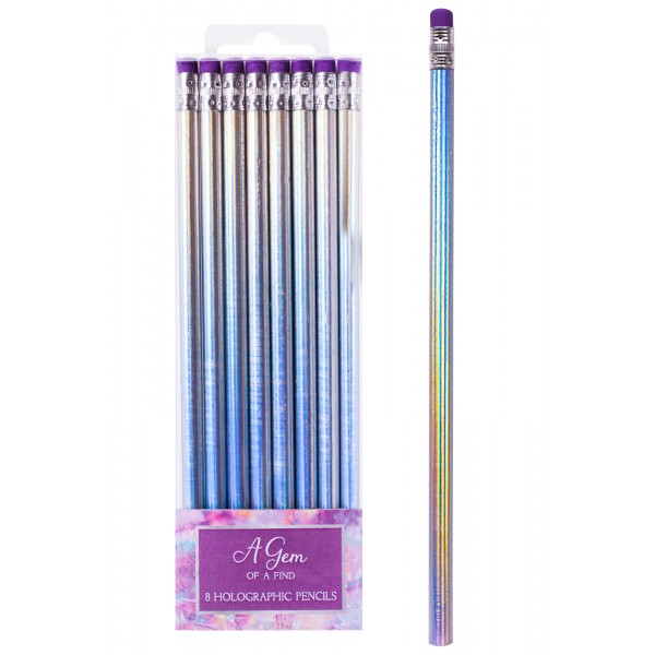 8 Silver Metallic Pencils with Eraser FN1004