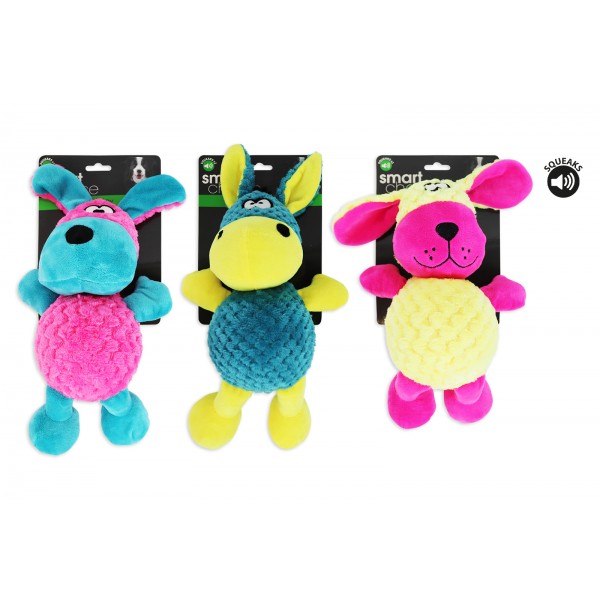 Smart Choice PLUSH TOY WITH DOUBLE SQUEAKER 3 ASSORTED DESIGNS