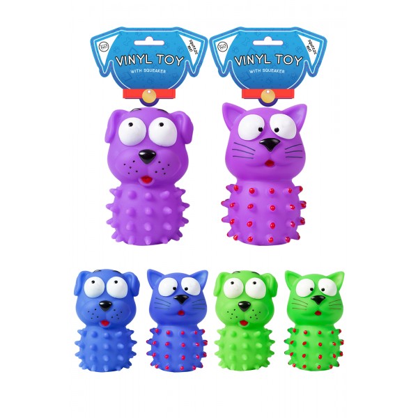 World of pets VINYL ANIMAL DOG TOY 2 ASSORTED COLOURS