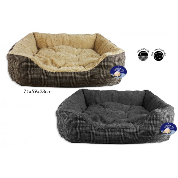 Sweet Dreams TWEED PET BED LARGE 2 ASSORTED COLOURS
