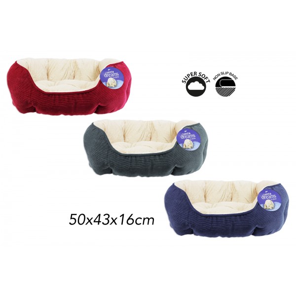 Sweet Dreams ROUND CORDUROY PET BED SMALL 3 ASSORTED COLOURS
