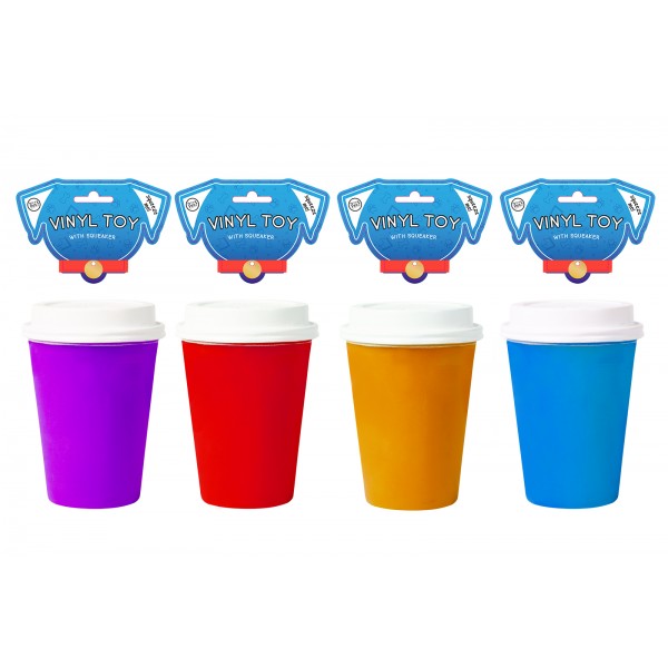 Vinyl Coffee Cup Dog Toy Four Colours WP048