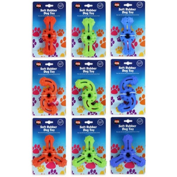 World of pets 3 ASSORTED SOFT RUBBER DOG TOY