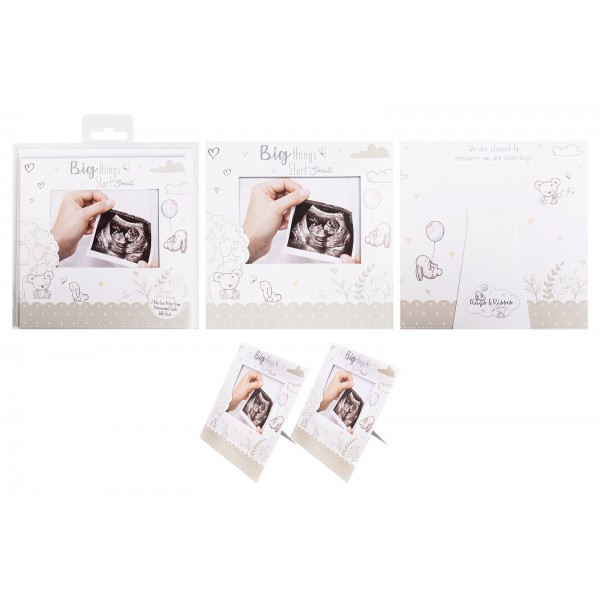 Hugs & Kisses Baby Scan Announcement Card 2 Pack