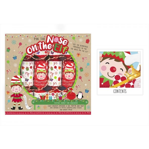 RSW Christmas 6 x 9" PIN THE NOSE ON THE ELF GAME CRACKERS