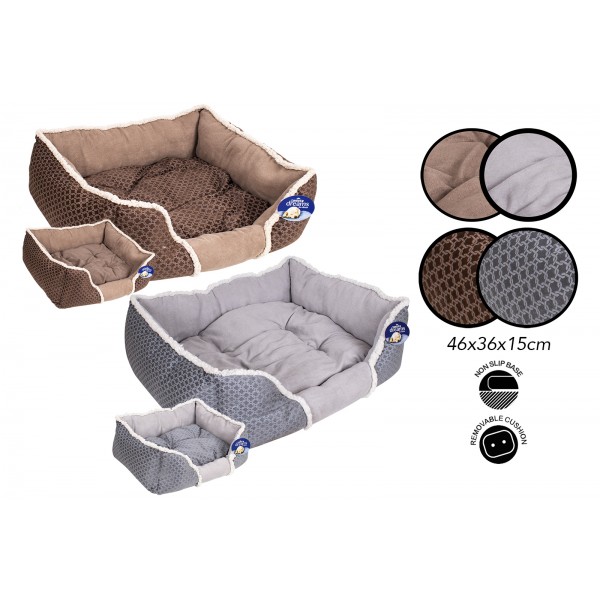 Faux Suede Dog Bed Small Two Assorted 46x36x15cm