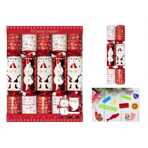 Ten 12" Santa & Snowman Crackers 