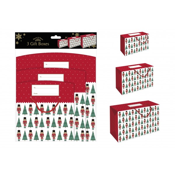 Pack of Three Gift Boxes Nutcracker Design