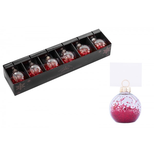 Red Glitter Bauble Place Card Holders