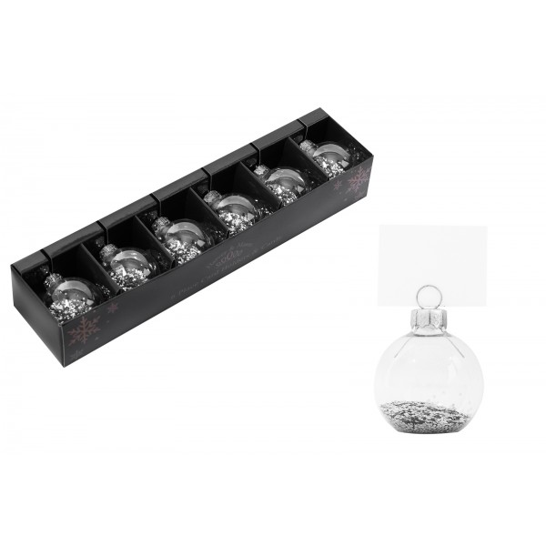 Silver Glitter Bauble Place Card Holders 