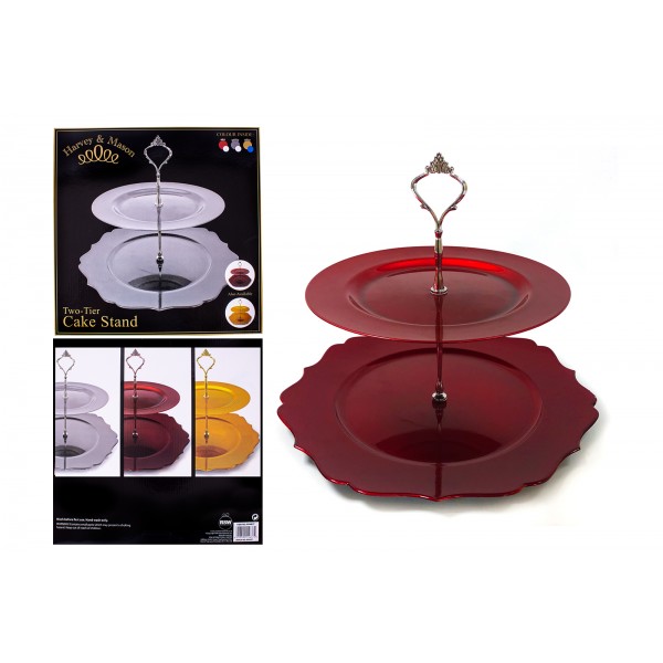 Harvey & Mason TWO TIER CAKE STAND RED