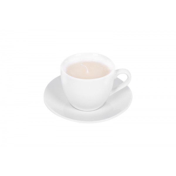 Modena SMALL WHITE CERAMIC CUP AND SAUCER CANDLE HOLDER