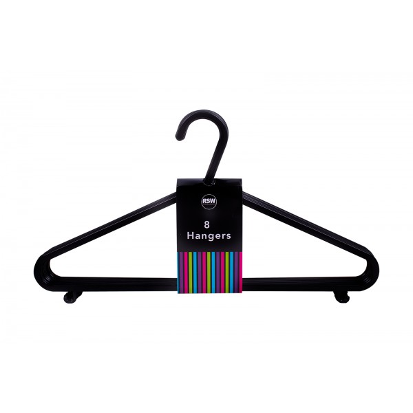 RSW BLACK CLOTHES HANGERS 8 PACK