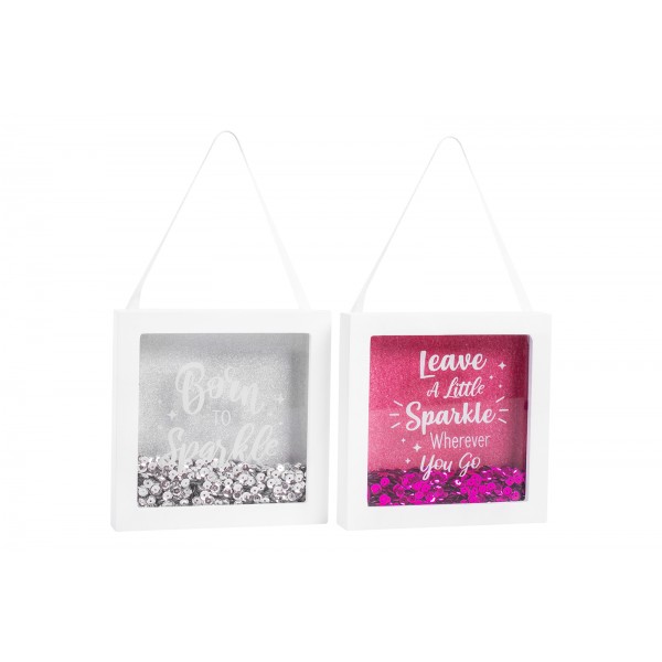 Glitter Box Frame with Quote Two Assorted Designs